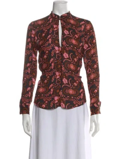 Pre-owned A.l.c Silk Paisley Print Blouse In Black
