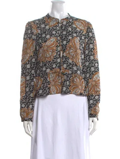 Pre-owned A.l.c Silk Paisley Print Blouse In Black