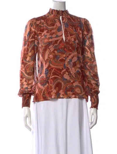 Pre-owned A.l.c Silk Paisley Print Blouse In Brown