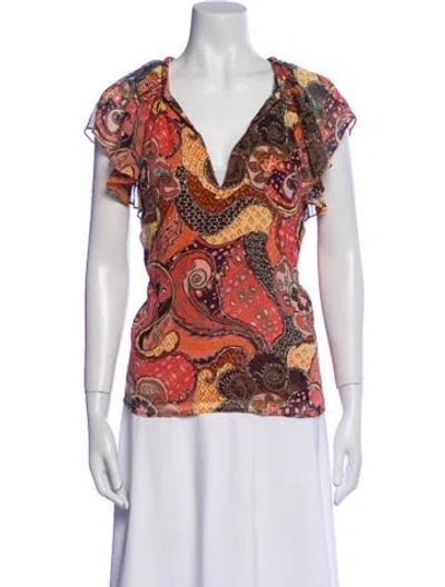 Pre-owned A.l.c Silk Paisley Print Blouse In Neutral