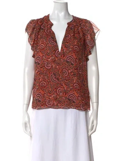 Pre-owned A.l.c Silk Paisley Print Blouse In Neutral