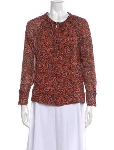 Pre-owned A.l.c Silk Paisley Print Blouse In Orange