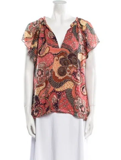 Pre-owned A.l.c Silk Paisley Print Blouse In Orange