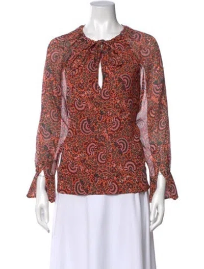 Pre-owned A.l.c Silk Paisley Print Blouse In Orange
