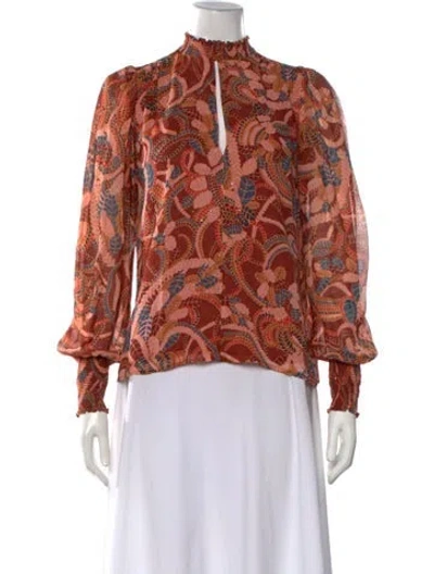 Pre-owned A.l.c Silk Paisley Print Blouse In Orange