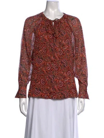 Pre-owned A.l.c Silk Paisley Print Blouse In Orange