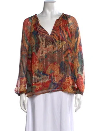 Pre-owned A.l.c Silk Paisley Print Blouse In Orange