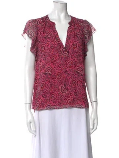 Pre-owned A.l.c Silk Paisley Print Blouse In Pink