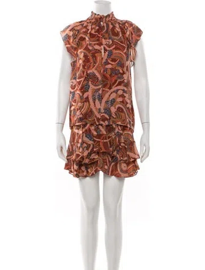 Pre-owned A.l.c Silk Paisley Print Skirt Set In Red
