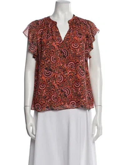 Pre-owned A.l.c Silk Paisley Print Top In Neutral