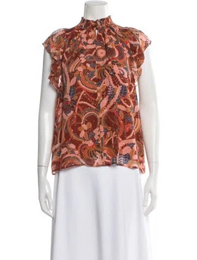 Pre-owned A.l.c Silk Paisley Print Top W/ Tags