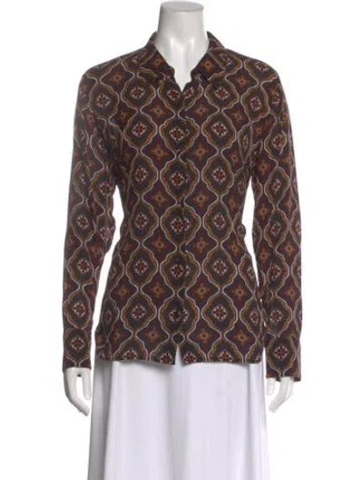 Pre-owned A.l.c Silk Patterned Blouse In Black