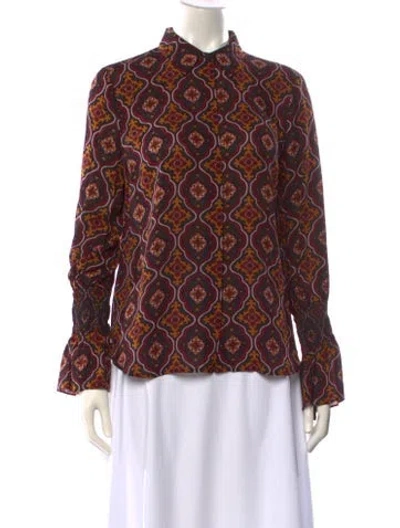 Pre-owned A.l.c Silk Patterned Blouse In Black