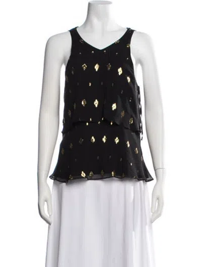 Pre-owned A.l.c Silk Patterned Blouse In Black