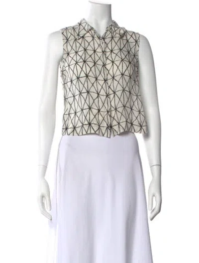 Pre-owned A.l.c Silk Patterned Blouse In White