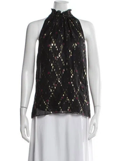 Pre-owned A.l.c Silk Patterned Top In Black
