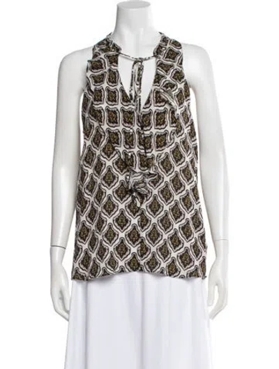 Pre-owned A.l.c Silk Patterned Top In Black