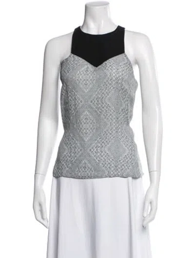 Pre-owned A.l.c Silk Patterned Top In Black