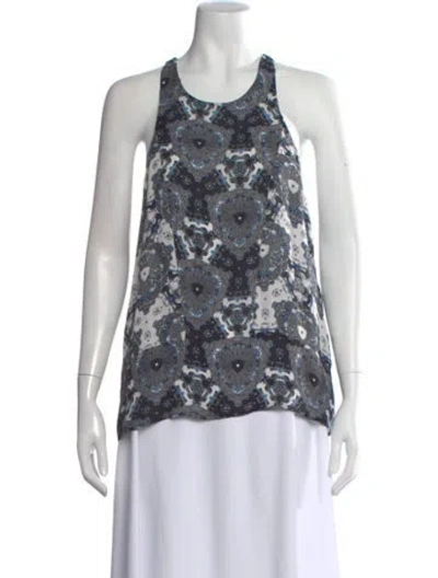 Pre-owned A.l.c Silk Patterned Top In Gray