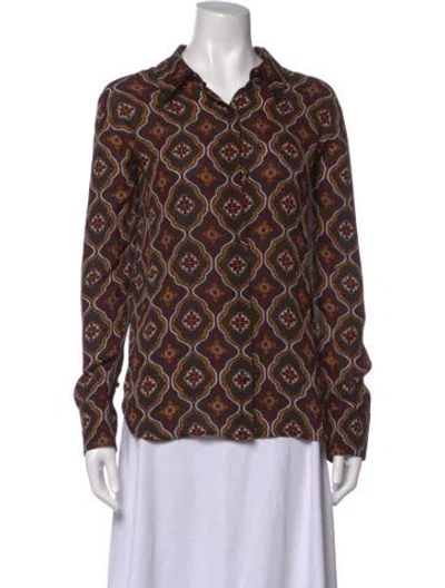 Pre-owned A.l.c Silk Patterned Top In Red