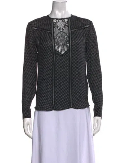 Pre-owned A.l.c Silk Polka Dot Print Blouse In Black