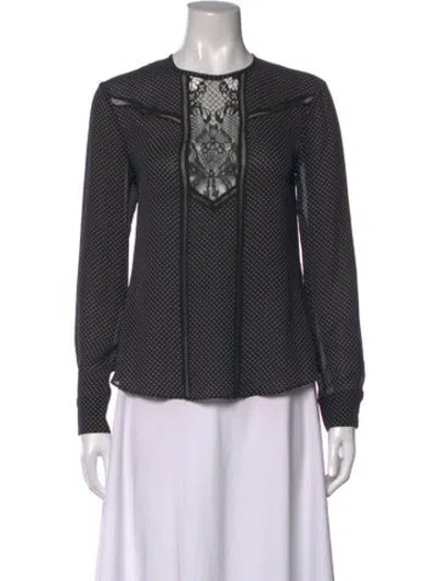 Pre-owned A.l.c Silk Polka Dot Print Blouse In Black