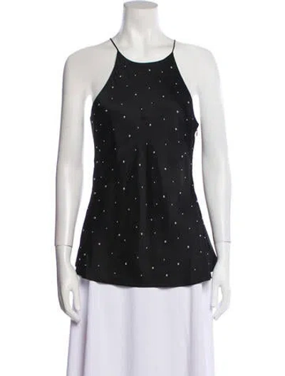 Pre-owned A.l.c Silk Polka Dot Print Top In Black
