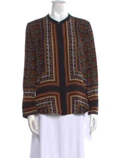 Pre-owned A.l.c Silk Printed Blouse In Black