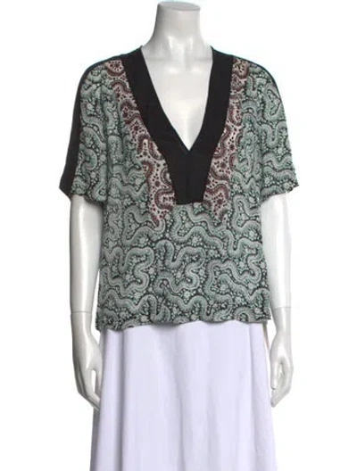 Pre-owned A.l.c Silk Printed Blouse In Black