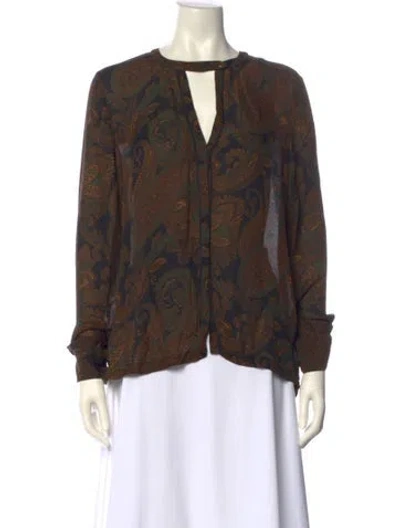 Pre-owned A.l.c Silk Printed Blouse In Black
