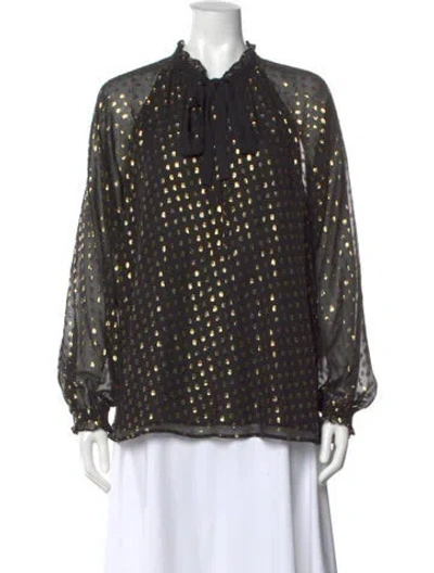 Pre-owned A.l.c Silk Printed Blouse In Black