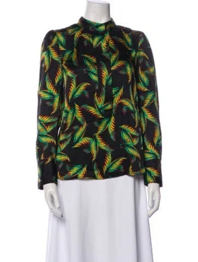 Pre-owned A.l.c Silk Printed Blouse In Black