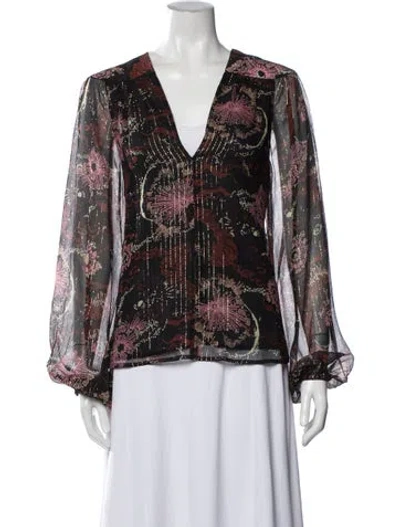 Pre-owned A.l.c Silk Printed Blouse In Black