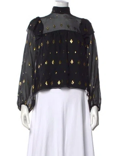 Pre-owned A.l.c Silk Printed Blouse In Black
