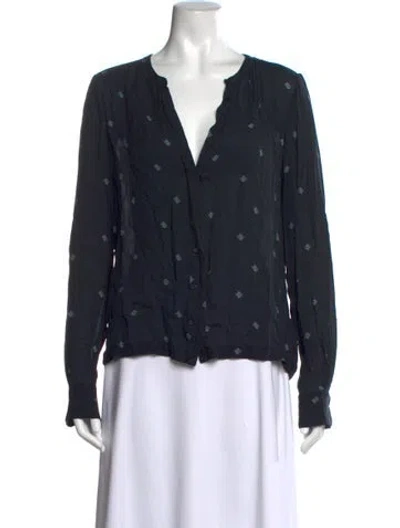 Pre-owned A.l.c Silk Printed Blouse In Black