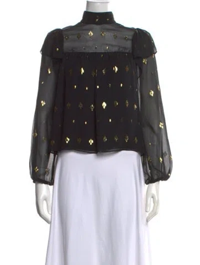 Pre-owned A.l.c Silk Printed Blouse In Black