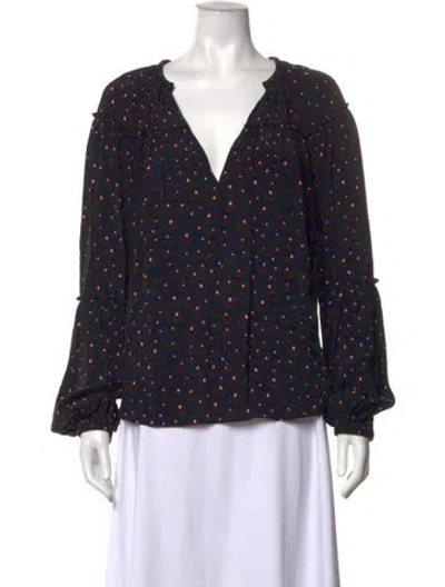 Pre-owned A.l.c Silk Printed Blouse In Black