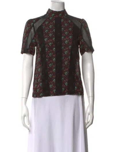 Pre-owned A.l.c Silk Printed Blouse In Black