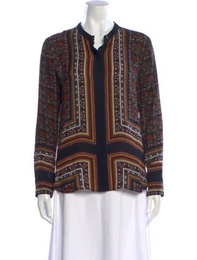 Pre-owned A.l.c Silk Printed Blouse In Blue