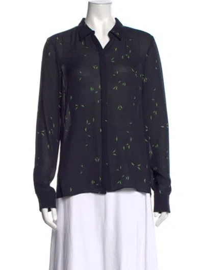 Pre-owned A.l.c Silk Printed Blouse In Blue