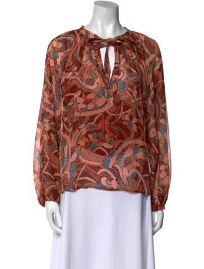 Pre-owned A.l.c Silk Printed Blouse In Brown