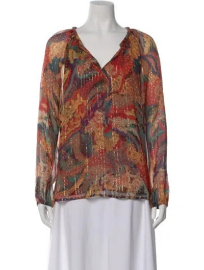 Pre-owned A.l.c Silk Printed Blouse In Brown
