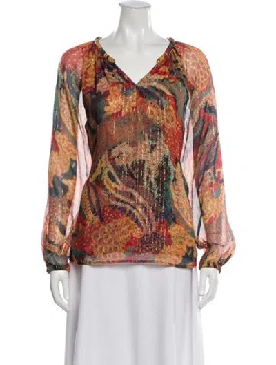 Pre-owned A.l.c Silk Printed Blouse In Multi