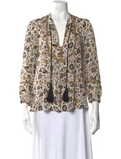 Pre-owned A.l.c Silk Printed Blouse In Neutral