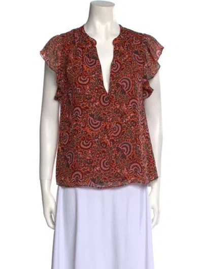 Pre-owned A.l.c Silk Printed Blouse In Orange