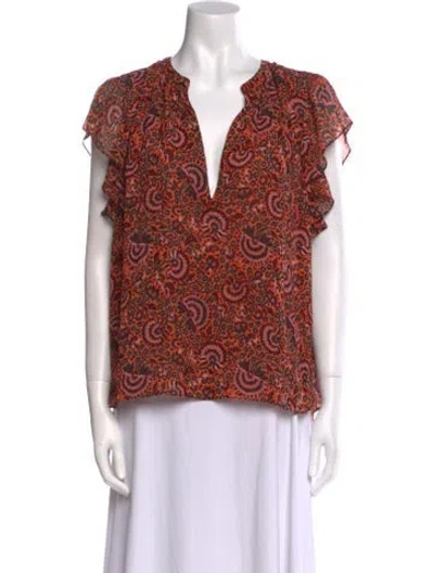 Pre-owned A.l.c Silk Printed Blouse In Orange