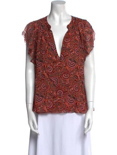 Pre-owned A.l.c Silk Printed Blouse In Orange