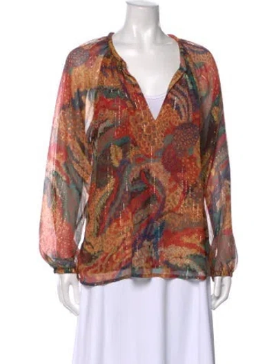 Pre-owned A.l.c Silk Printed Blouse In Orange