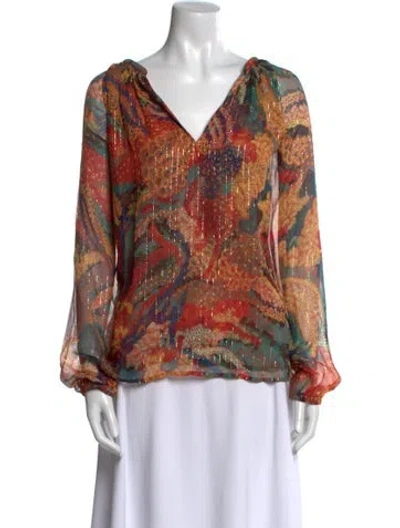 Pre-owned A.l.c Silk Printed Blouse In Red