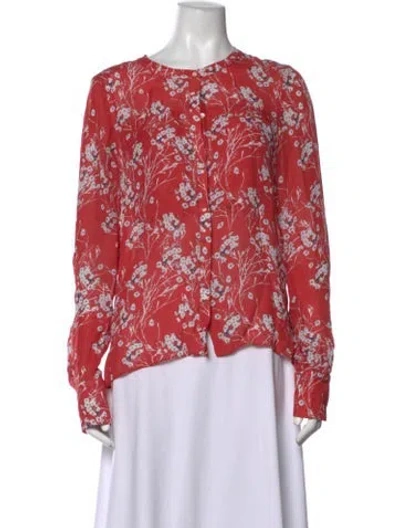 Pre-owned A.l.c Silk Printed Blouse In Red